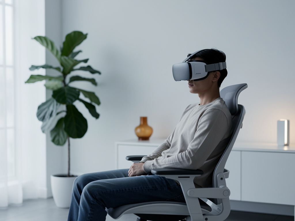Een coachee oefent in een virtuele wereld