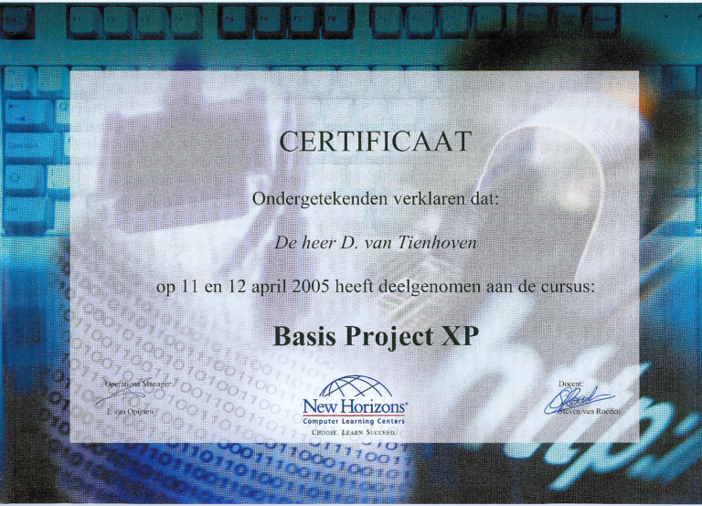 2005.04 Certificaat Project XP