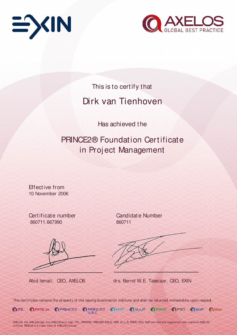 2006.11.10 Exam Certificate - PRINCE2® Foundation (PR2ES)