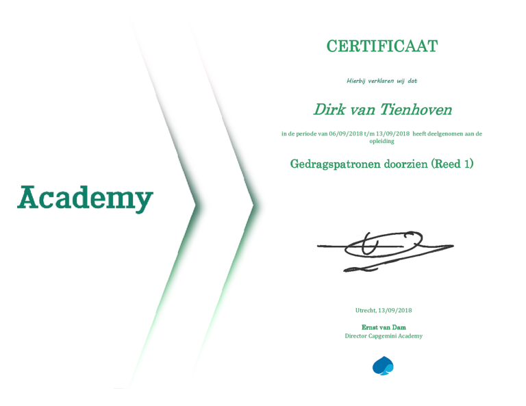Certificaat gedragspatronen doorzien (Reed 1)